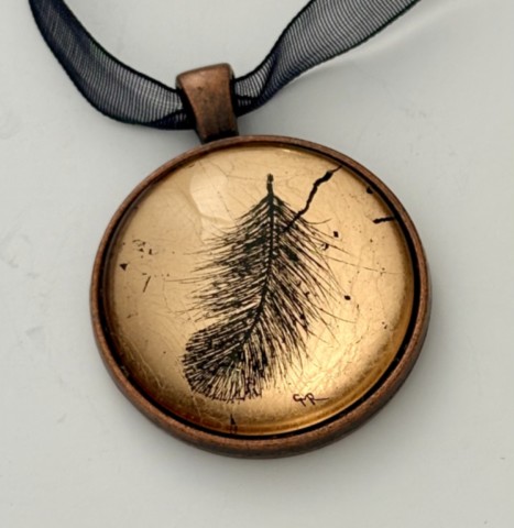 Rose gold fluffy feather pendant