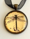 gold leaf dragonfly pendant